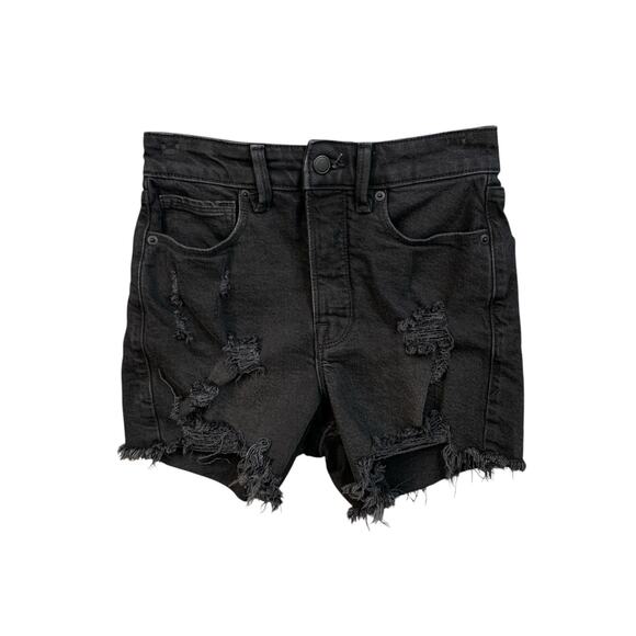 Good American Pants - Good American Shorts Women 00 Black Denim Bombshell Distressed Button Fly Pocket